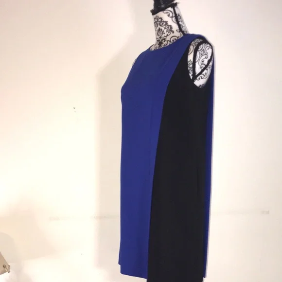 Tahari ASL Blue & Black Sheath Midi Dress Size 4 - Picture 4 of 10